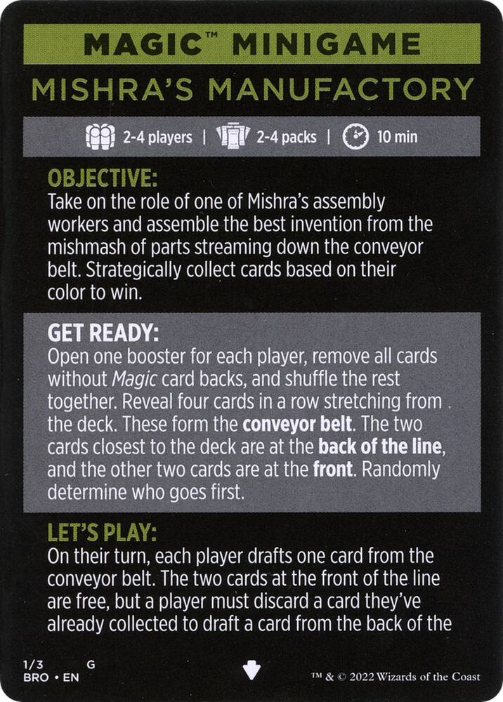 Magic Minigame: Mishra's Manufactory 1 card from The Brothers' War