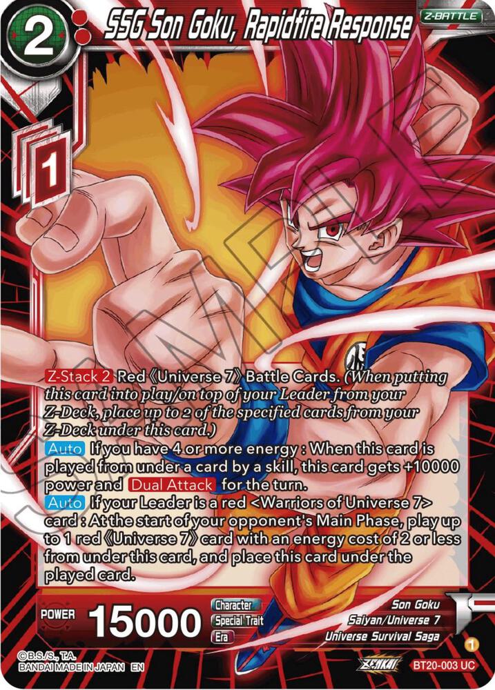 SSG Son Goku, Rapidfire Response BT20-003 card from Power Absorbed