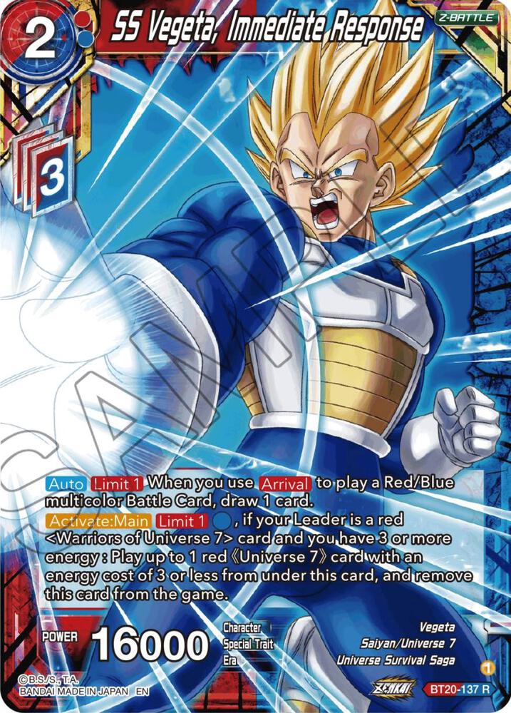 SS Vegeta, Immediate Response BT20-137 card from Power Absorbed