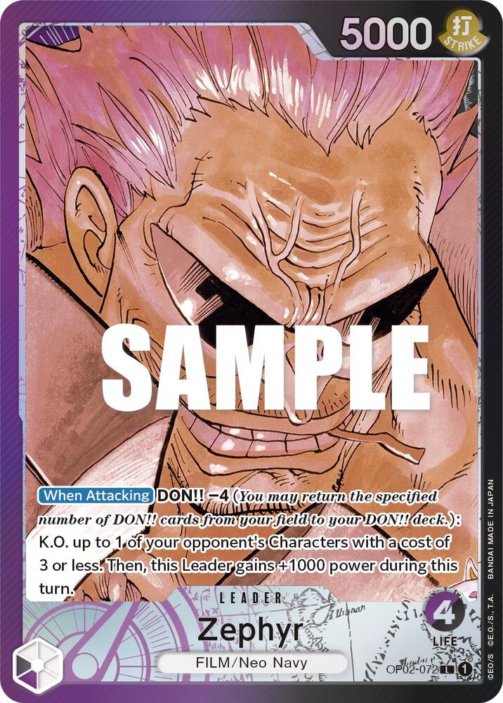Zephyr (Alternate Art) OP02-072 card from Paramount War