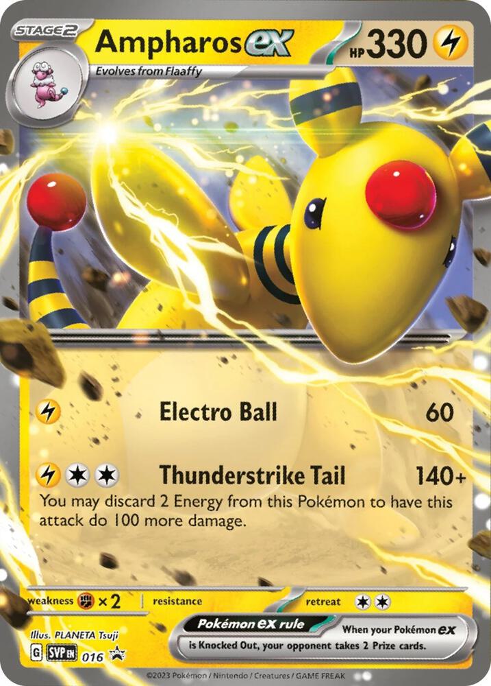 Ampharos ex 016 card from SV: Scarlet & Violet Promo Cards
