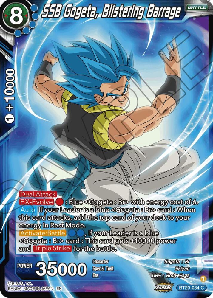 SSB Gogeta, Blistering Barrage BT20-034 card from Power Absorbed
