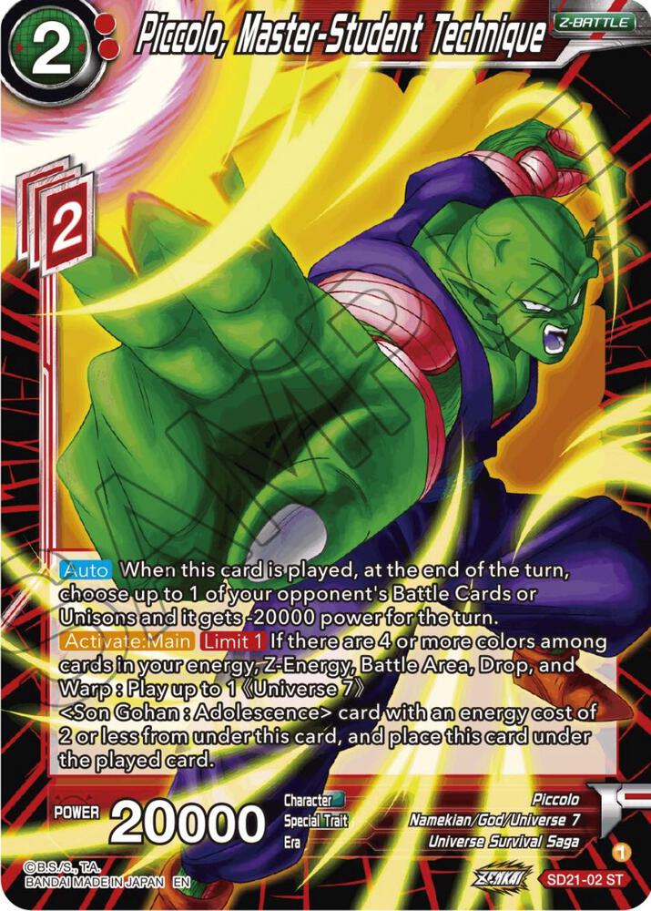 Piccolo, Master-Student Technique SD21-02 card from Power Absorbed