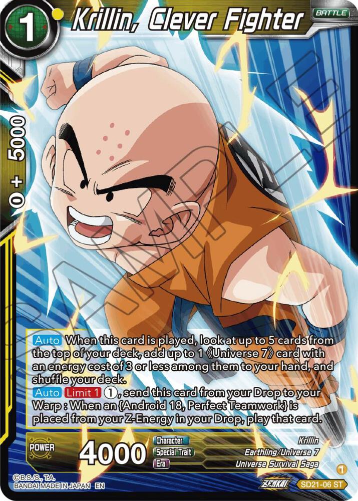 Krillin, Clever Fighter SD21-06 card from Power Absorbed