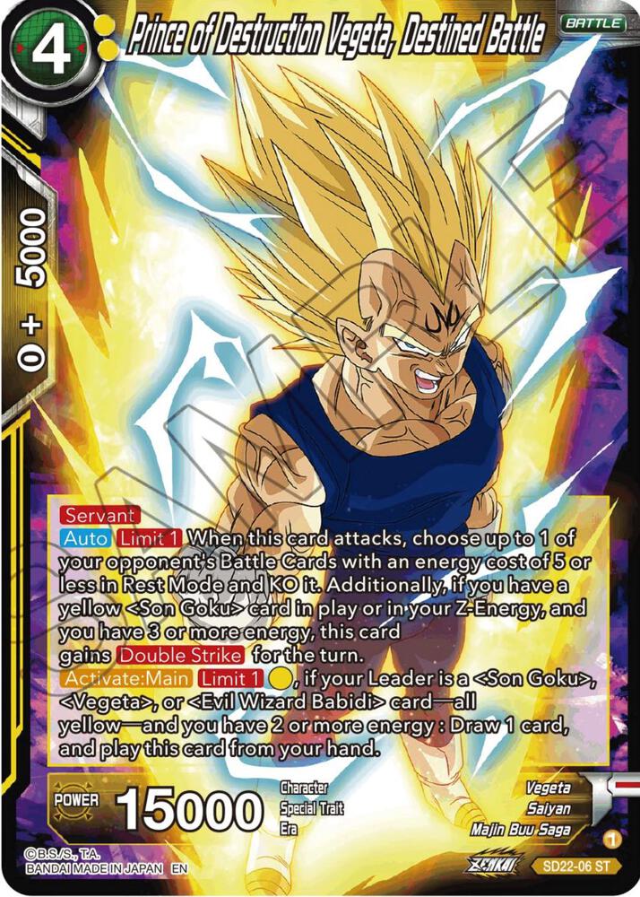 Prince of Destruction Vegeta, Destined Battle SD22-06 card from Power Absorbed