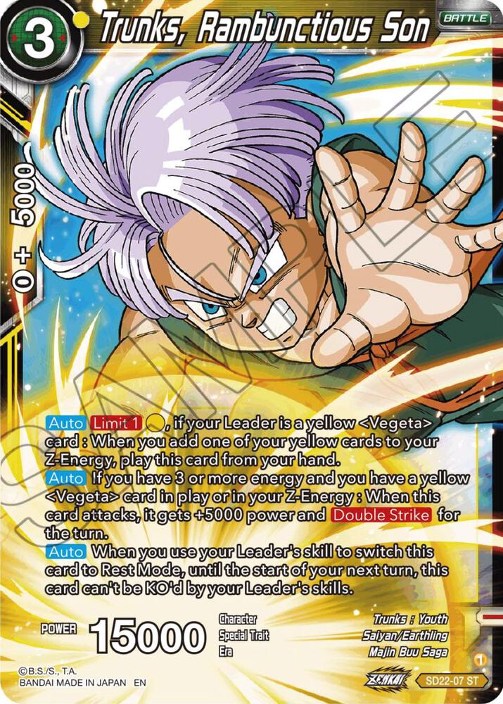 Trunks, Rambunctious Son SD22-07 card from Power Absorbed