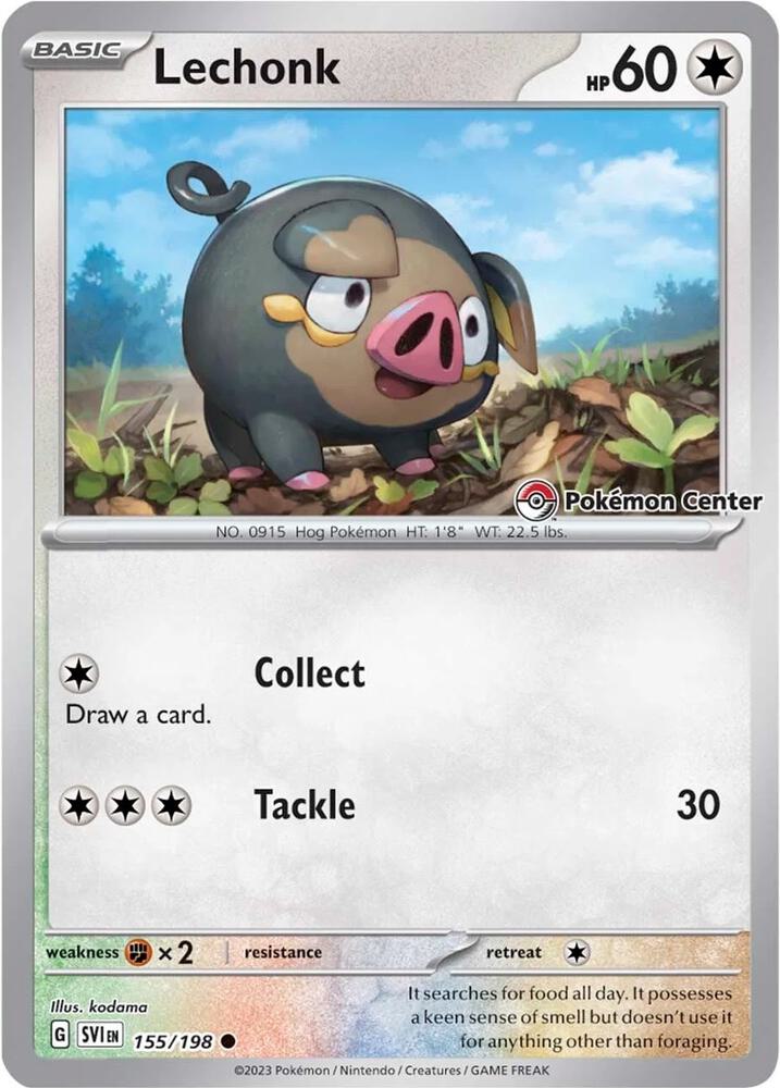Lechonk (Pokemon Center Exclusive) 155/198 card from Miscellaneous Cards & Products