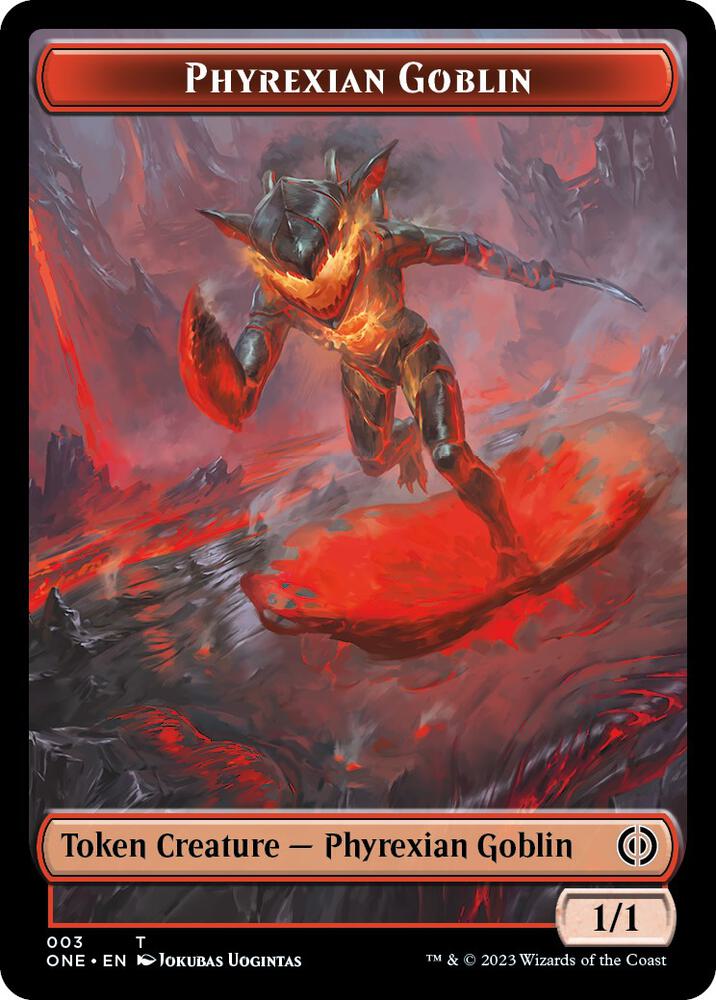 Phyrexian Goblin // Poison Counter Double-Sided Token 3 // 14 card from Phyrexia: All Will Be One