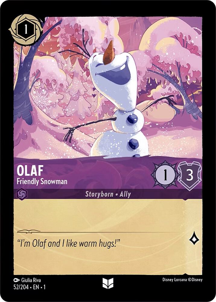 Olaf - Friendly Snowman 52/204 card from The First Chapter