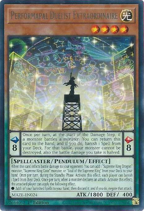 Performapal Duelist Extraordinaire MAZE-EN024 card from Maze of Memories