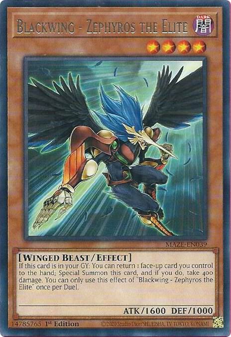 Blackwing - Zephyros the Elite MAZE-EN039 card from Maze of Memories