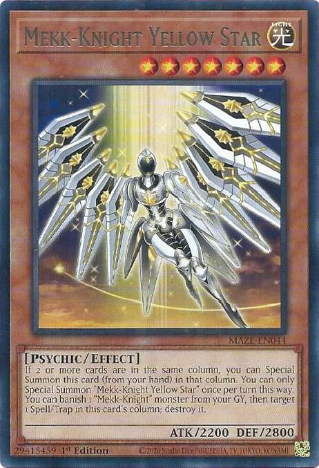 Mekk-Knight Yellow Star MAZE-EN044 card from Maze of Memories