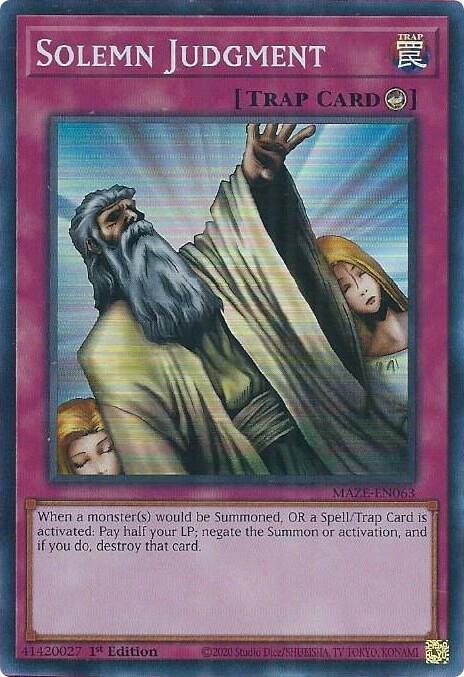 Solemn Judgment MAZE-EN063 card from Maze of Memories
