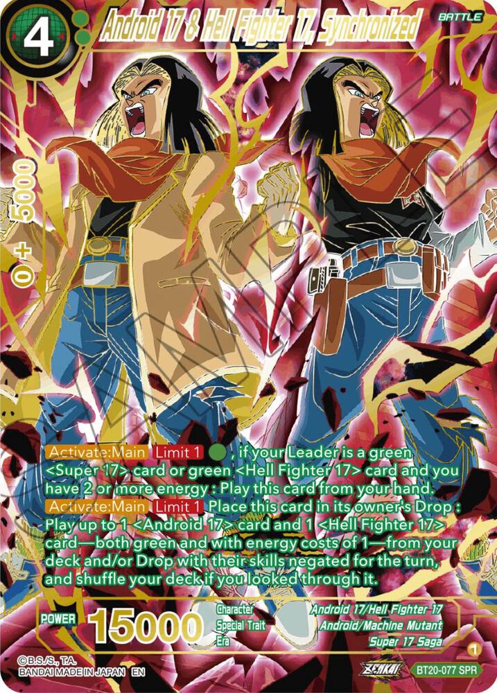 Android 17 & Hell Fighter 17, Synchronized (SPR) BT20-077 card from Power Absorbed