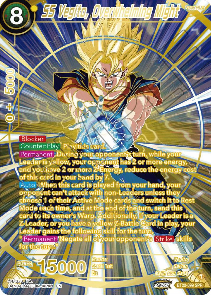 SS Vegito, Overwhelming Might (SPR) BT20-099 card from Power Absorbed