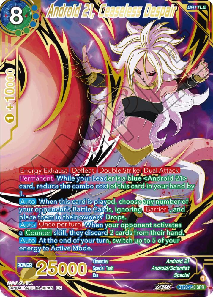 Android 21, Ceaseless Despair (SPR) BT20-143 card from Power Absorbed