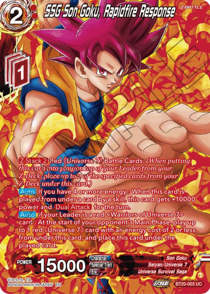 SSG Son Goku, Rapidfire Response (Silver Foil) BT20-003 card from Power Absorbed