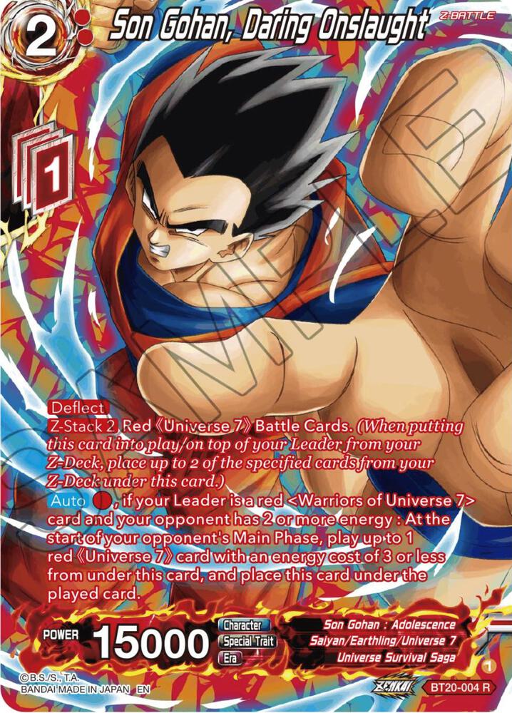 Son Gohan, Daring Onslaught (Silver Foil) BT20-004 card from Power Absorbed