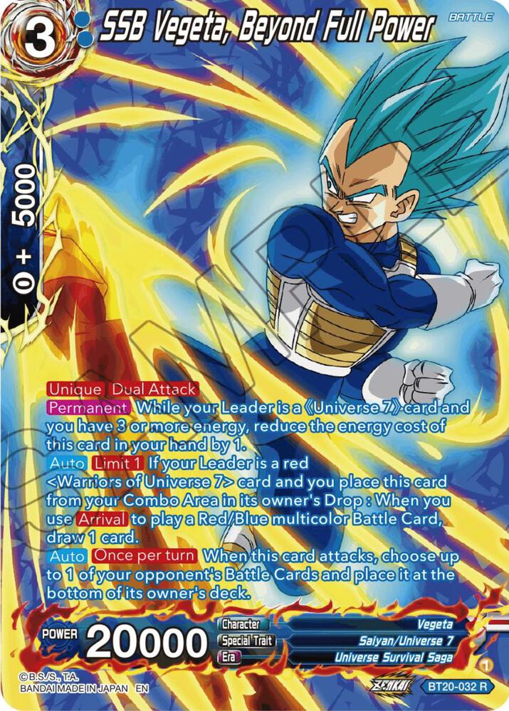 SSB Vegeta, Beyond Full Power (Silver Foil) BT20-032 card from Power Absorbed
