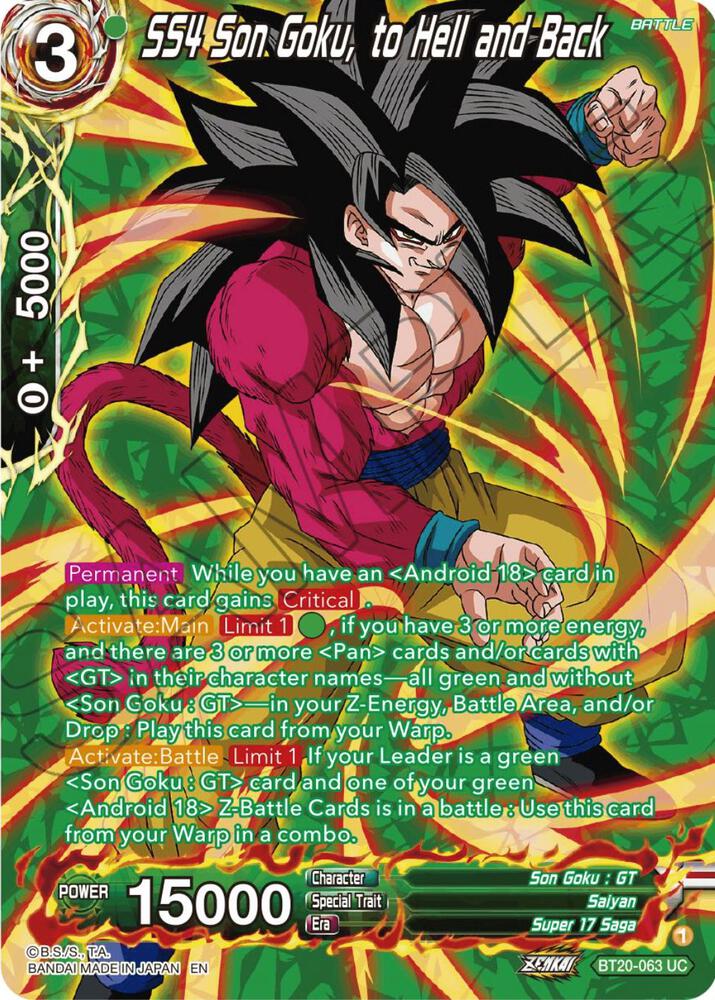 SS4 Son Goku, to Hell and Back (Silver Foil) BT20-063 card from Power Absorbed