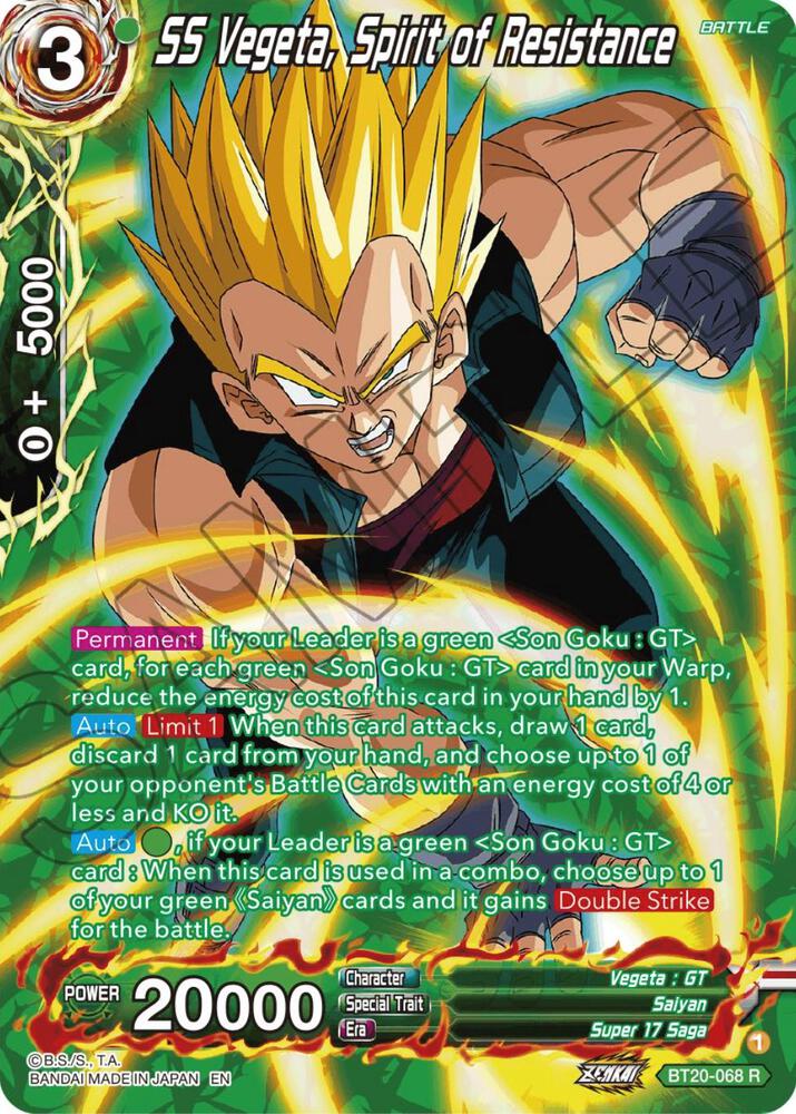 SS Vegeta, Spirit of Resistance (Silver Foil) BT20-068 card from Power Absorbed