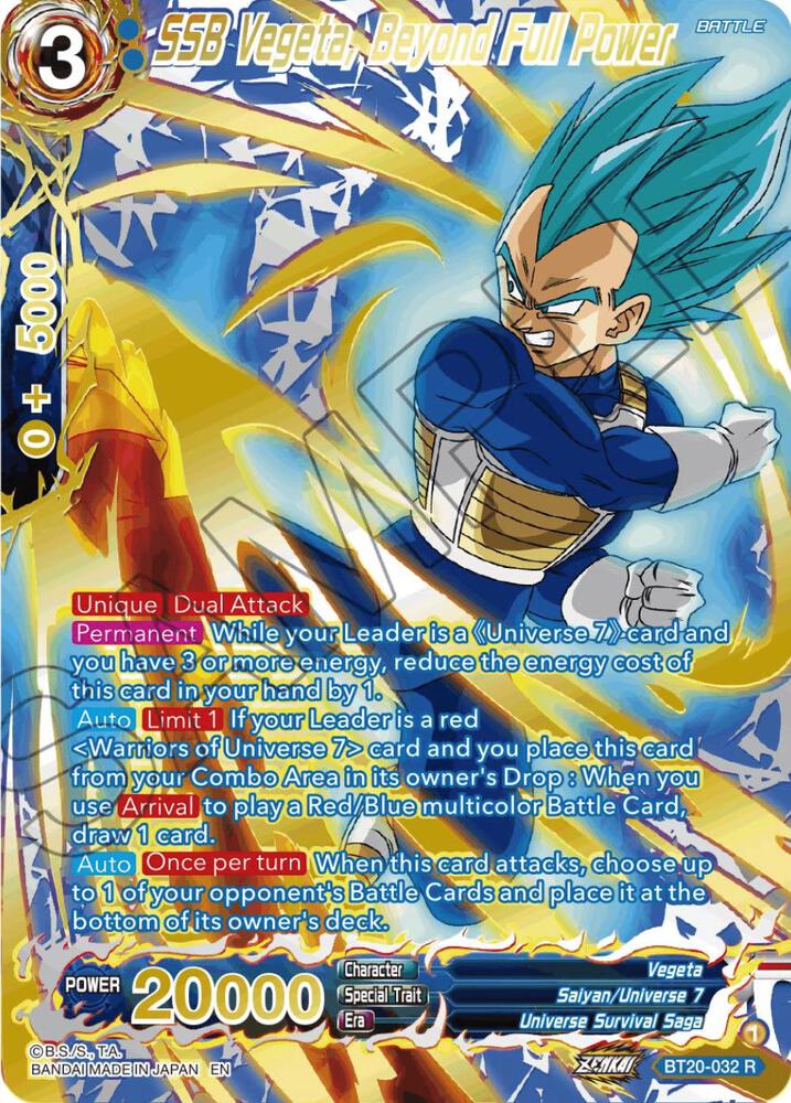 SSB Vegeta, Beyond Full Power (Gold-Stamped) BT20-032 card from Power Absorbed