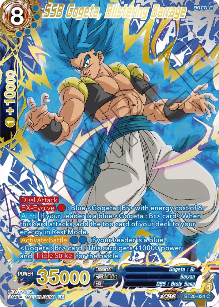 SSB Gogeta, Blistering Barrage (Gold-Stamped) BT20-034 card from Power Absorbed