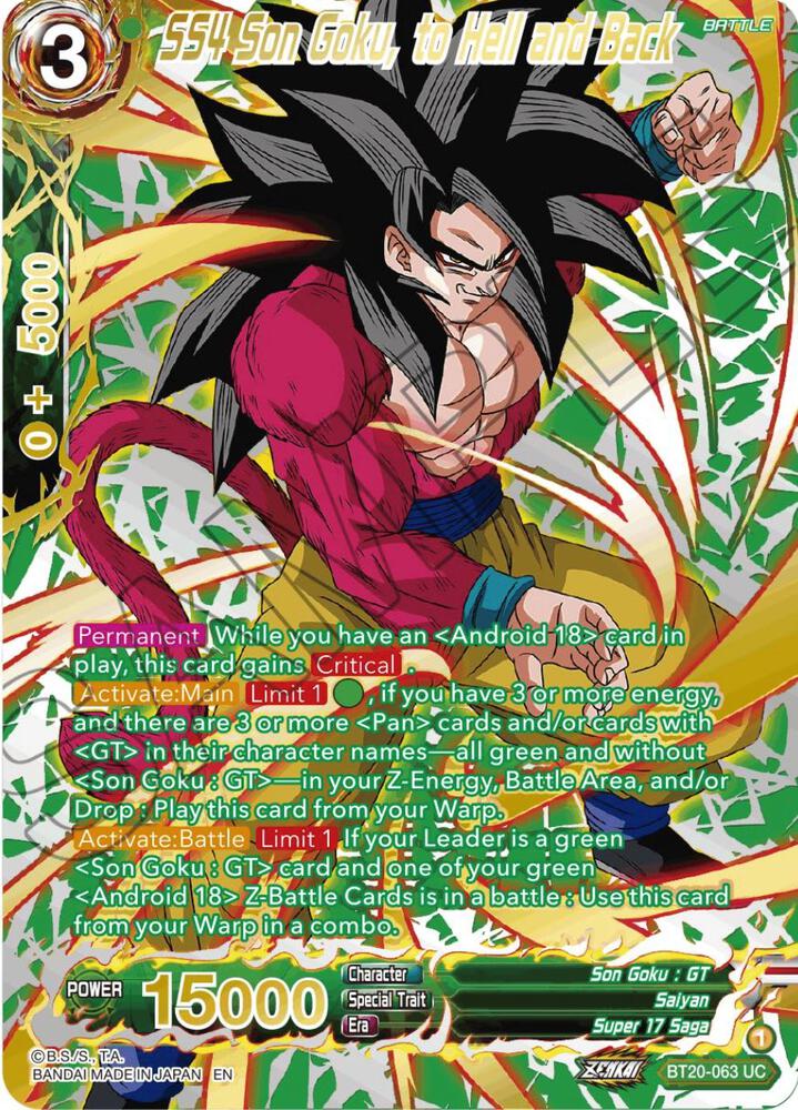 SS4 Son Goku, to Hell and Back (Gold-Stamped) BT20-063 card from Power Absorbed