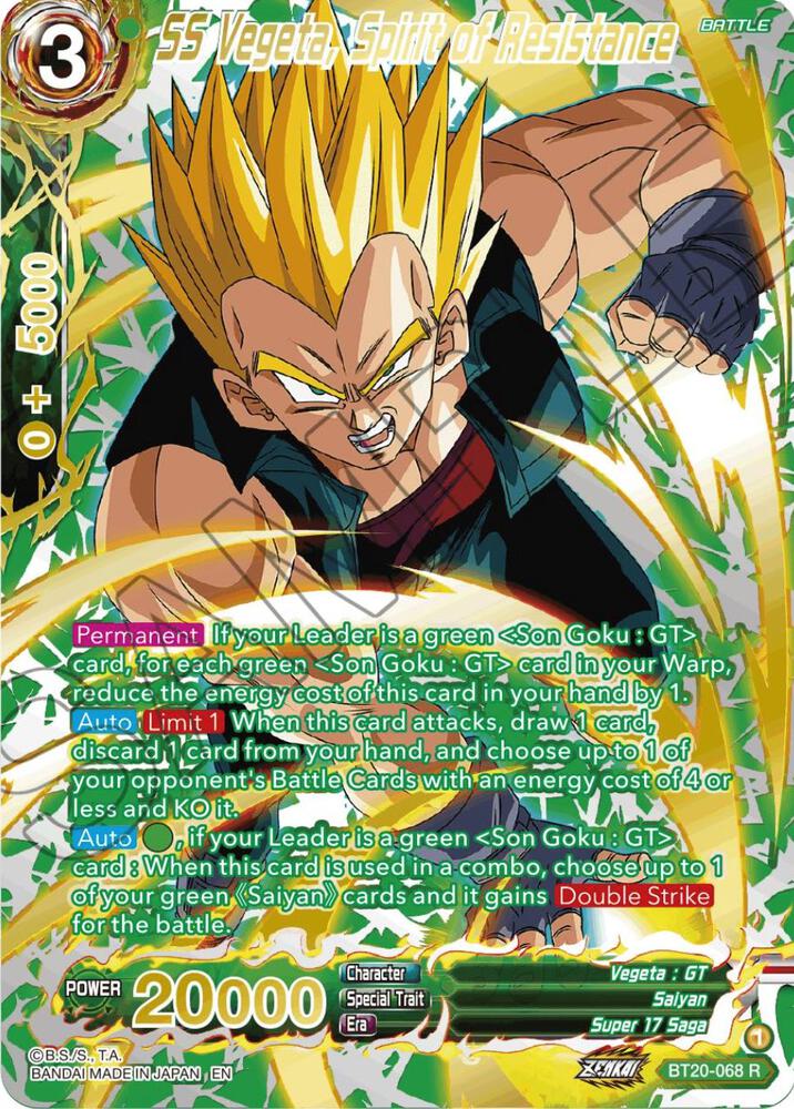 SS Vegeta, Spirit of Resistance (Gold-Stamped) BT20-068 card from Power Absorbed