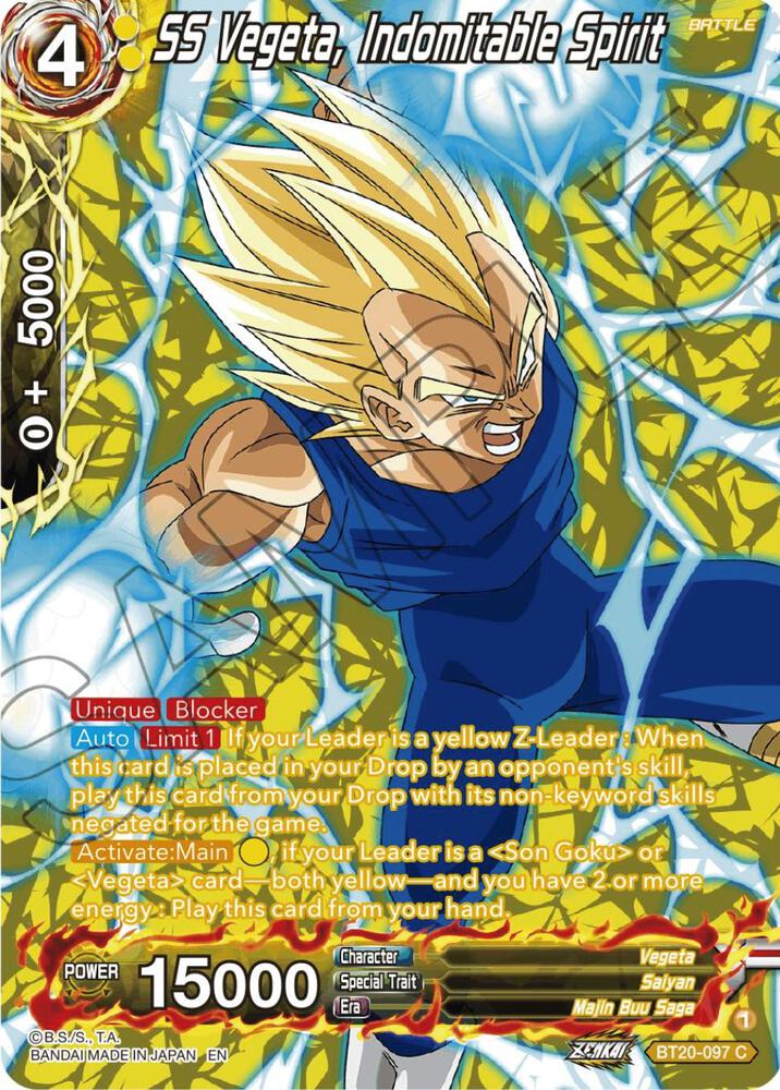 SS Vegeta, Indomitable Spirit (Silver Foil) BT20-097 card from Power Absorbed