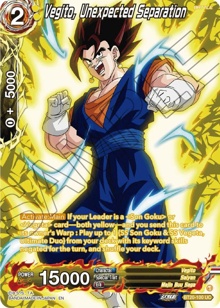 Vegito, Unexpected Separation (Silver Foil) BT20-100 card from Power Absorbed