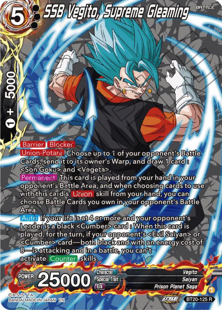 SSB Vegito, Supreme Gleaming (Silver Foil) BT20-125 card from Power Absorbed