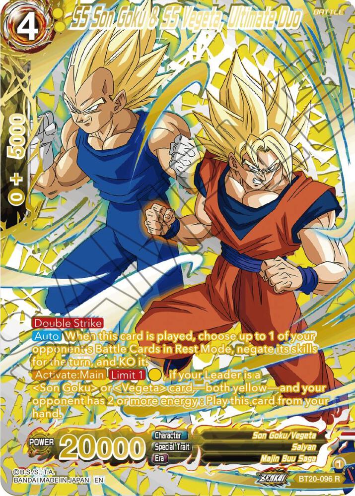 SS Son Goku & SS Vegeta, Ultimate Duo (Gold-Stamped) BT20-096 card from Power Absorbed