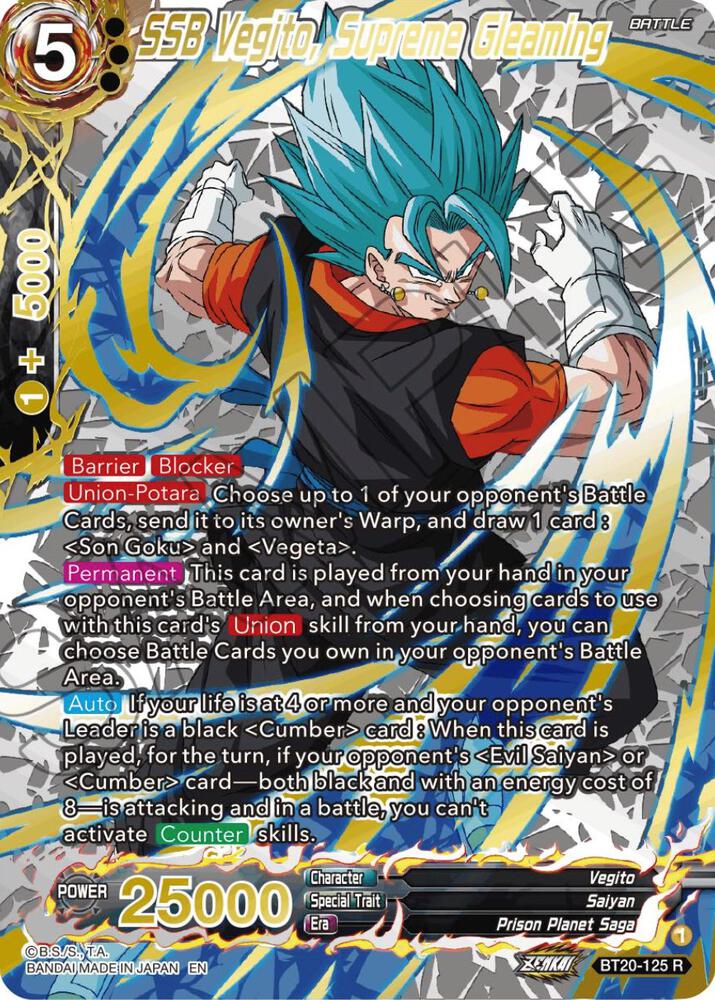 SSB Vegito, Supreme Gleaming (Gold-Stamped) BT20-125 card from Power Absorbed