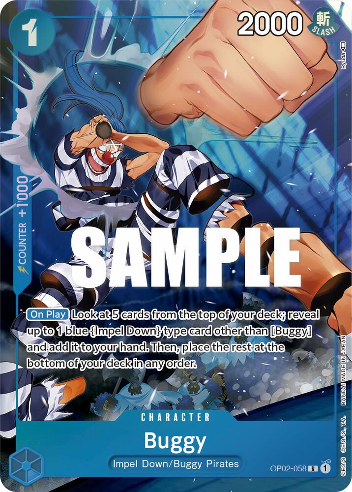 Buggy (Alternate Art) OP02-058 card from Paramount War