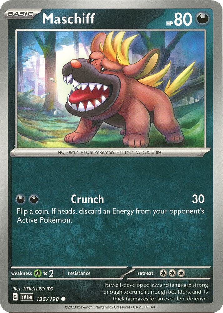 Maschiff 136/198 card from SV01: Scarlet & Violet Base Set