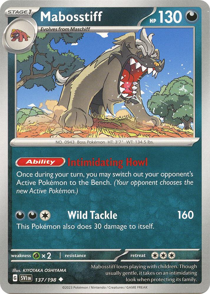Mabosstiff 137/198 card from SV01: Scarlet & Violet Base Set