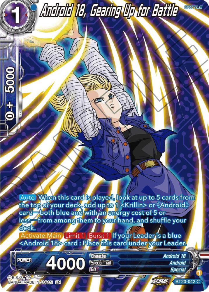 Android 18, Gearing Up for Battle (Silver Foil) BT20-042 card from Power Absorbed