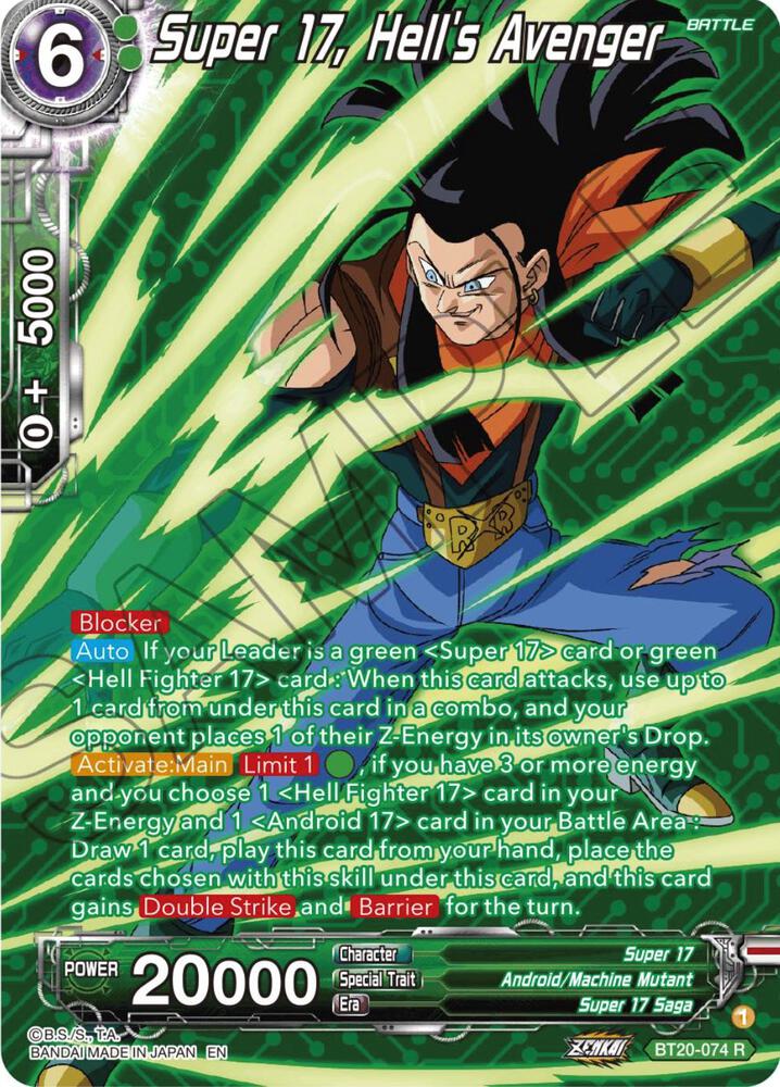Super 17, Hell's Avenger (Silver Foil) BT20-074 card from Power Absorbed