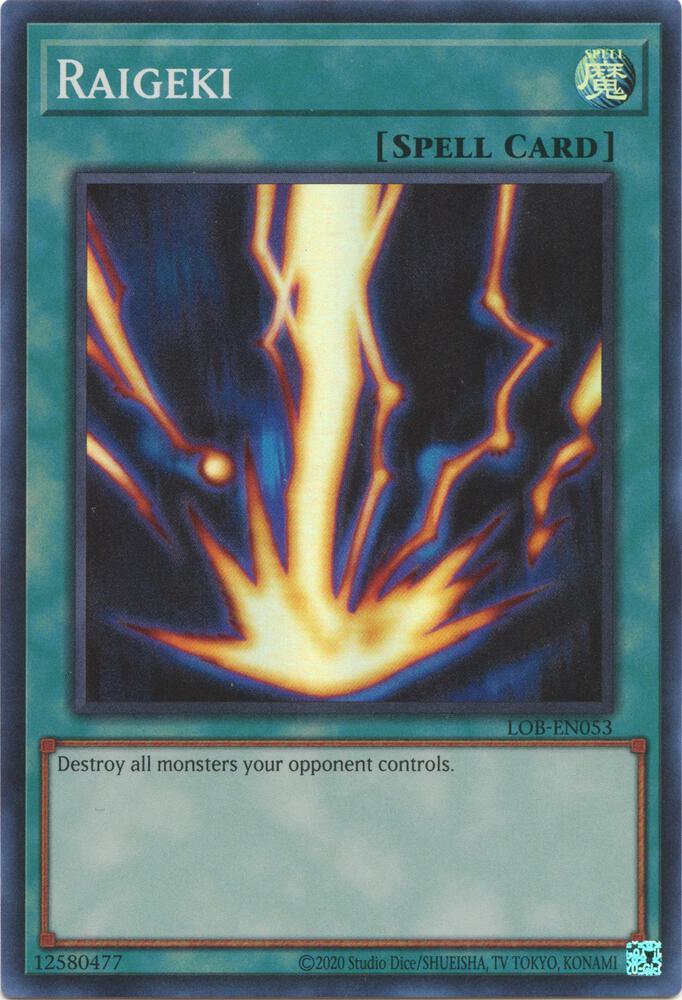 Raigeki LOB-EN053 card from Legend of Blue Eyes White Dragon (25th Anniversary Edition)
