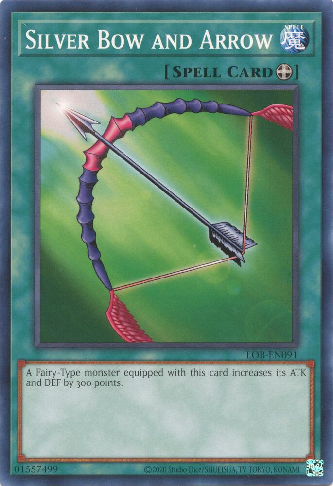 Silver Bow and Arrow LOB-EN091 card from Legend of Blue Eyes White Dragon (25th Anniversary Edition)