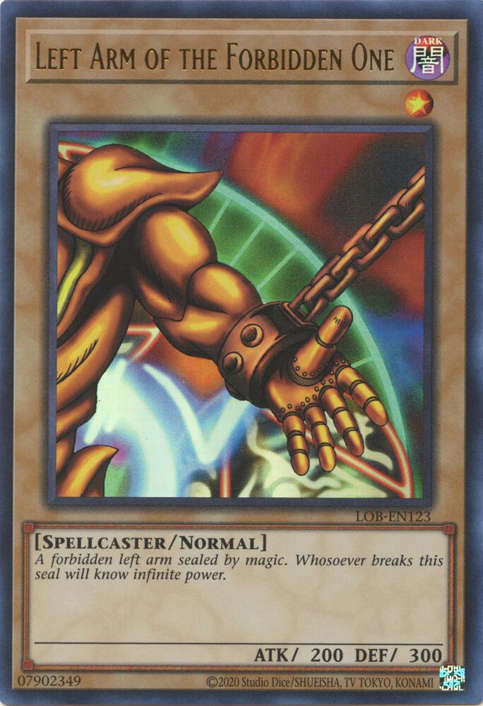 Left Arm of the Forbidden One LOB-EN123 card from Legend of Blue Eyes White Dragon (25th Anniversary Edition)