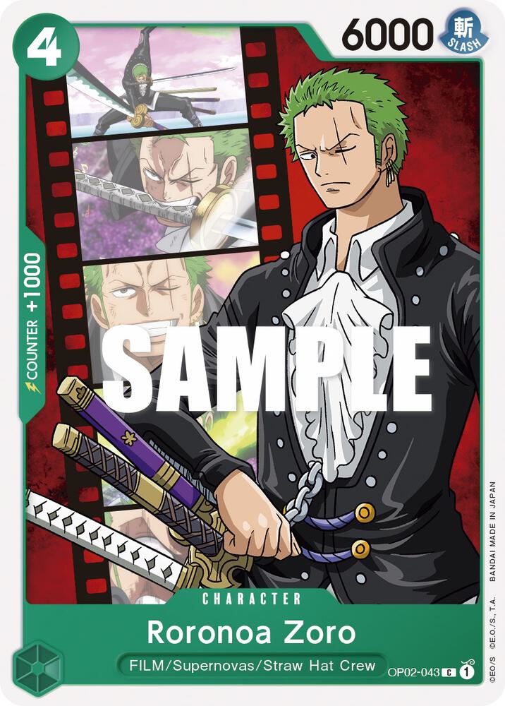 Roronoa Zoro OP02-043 card from Paramount War