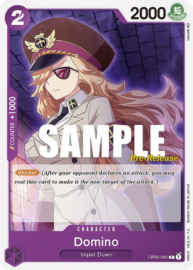 Domino OP02-081 card from Paramount War Pre-Release Cards