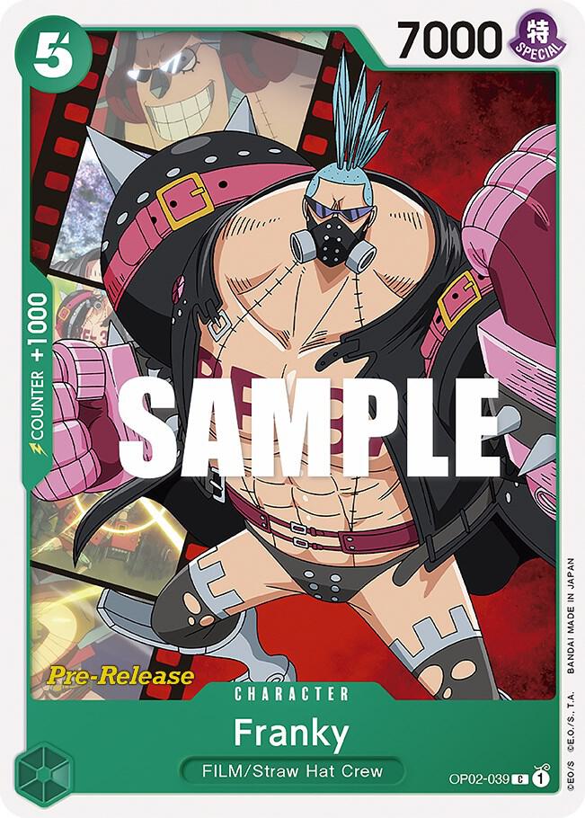 Franky OP02-039 card from Paramount War Pre-Release Cards