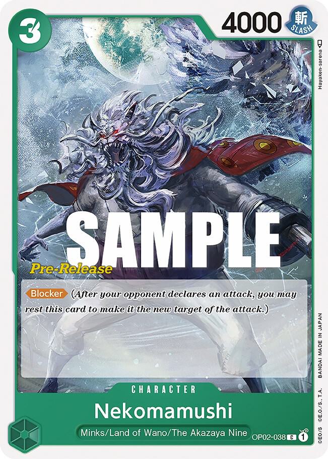 Nekomamushi OP02-038 card from Paramount War Pre-Release Cards