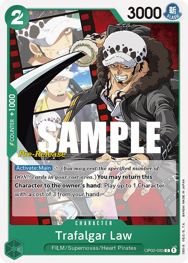Trafalgar Law OP02-035 card from Paramount War Pre-Release Cards