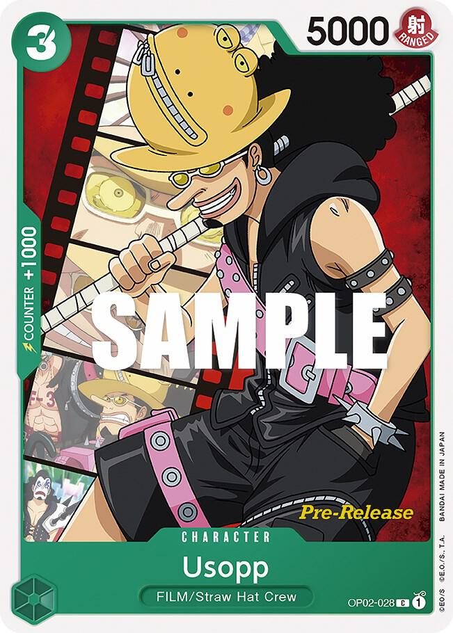 Usopp OP02-028 card from Paramount War Pre-Release Cards
