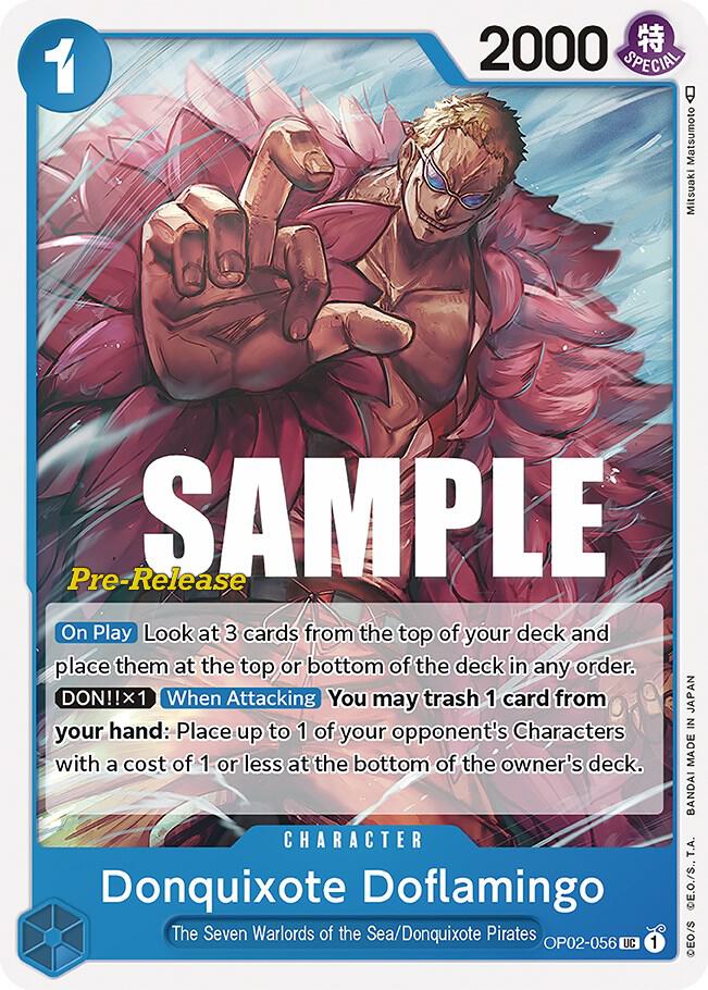 Donquixote Doflamingo OP02-056 card from Paramount War Pre-Release Cards