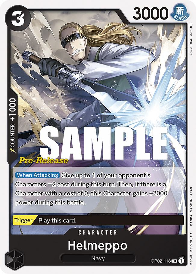 Helmeppo OP02-113 card from Paramount War Pre-Release Cards
